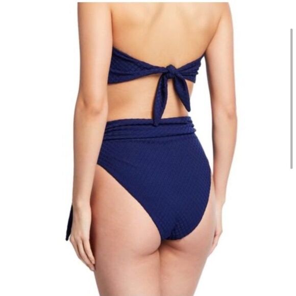 MARA HOFFMAN goldie high waisted tie front navy blue bikini bottom size small - Picture 3 of 6